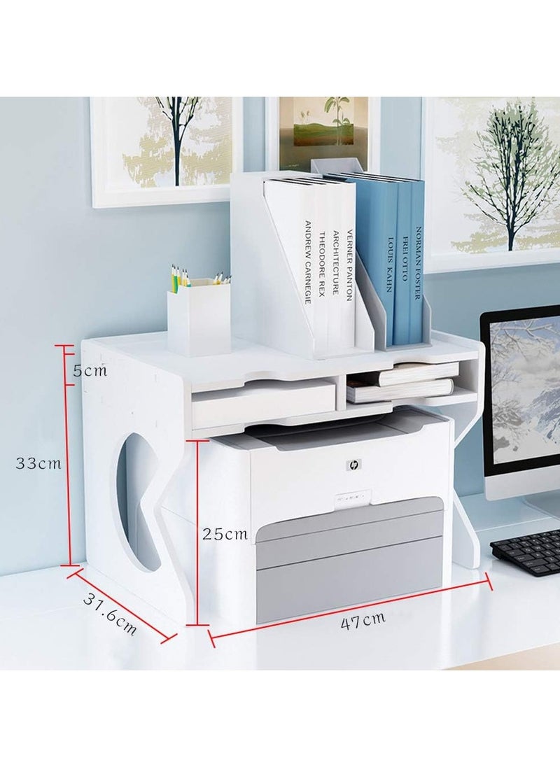 TPGP - Printer Desktop Stands,Desk Organiser white with Storage Office Supplies Printer Stand for Fax Machine,Scanner,Files,Office Supplies with Adjustable Feet (18.5”x12.4”) - Image 1