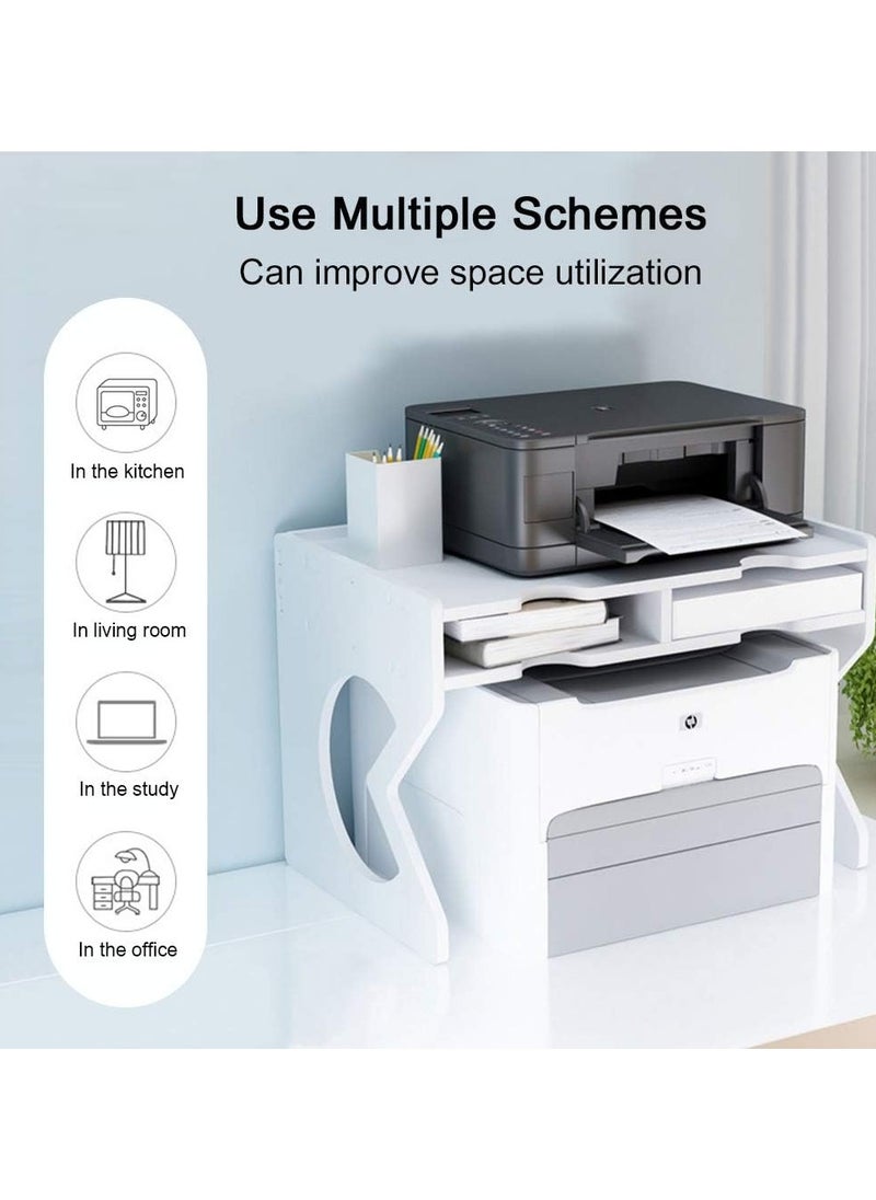 TPGP - Printer Desktop Stands,Desk Organiser white with Storage Office Supplies Printer Stand for Fax Machine,Scanner,Files,Office Supplies with Adjustable Feet (18.5”x12.4”) - Image 1