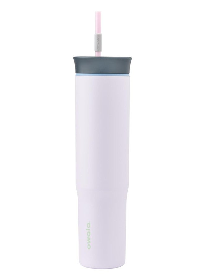 Owala Stainless Steel Triple Layer Insulated Travel Tumbler with Spill Resistant Lid and Straw, BPA Free, 24 oz, Grey/Purple (Bunny Hop) - Image 1
