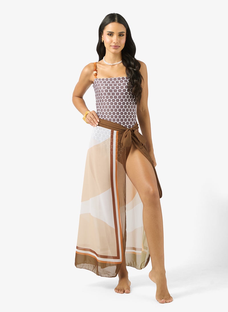 ELLA Printed Swimsuit With Sarong - Image 1