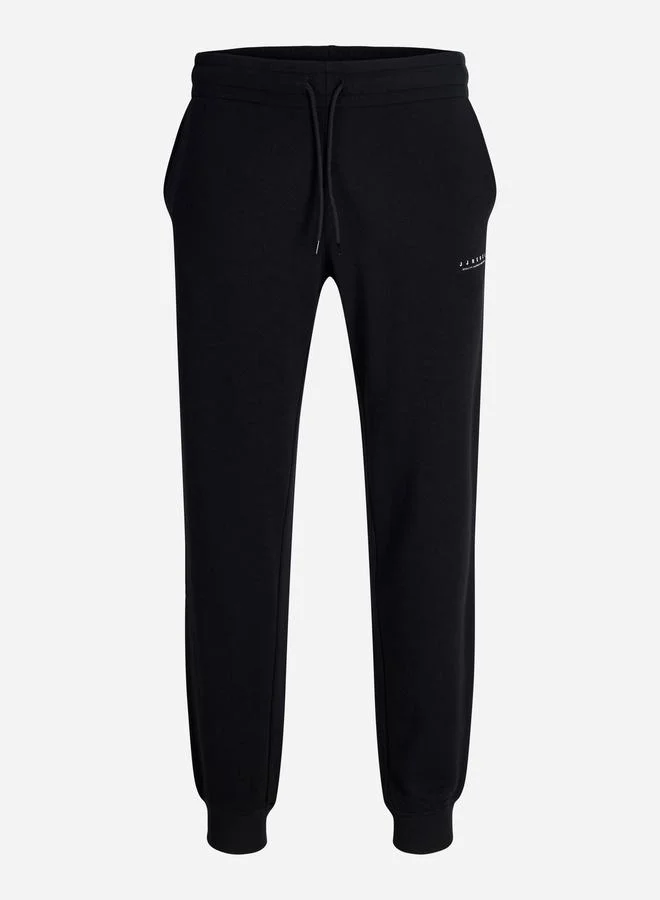 JACK & JONES Black Drawstring Waist Cuffed Joggers