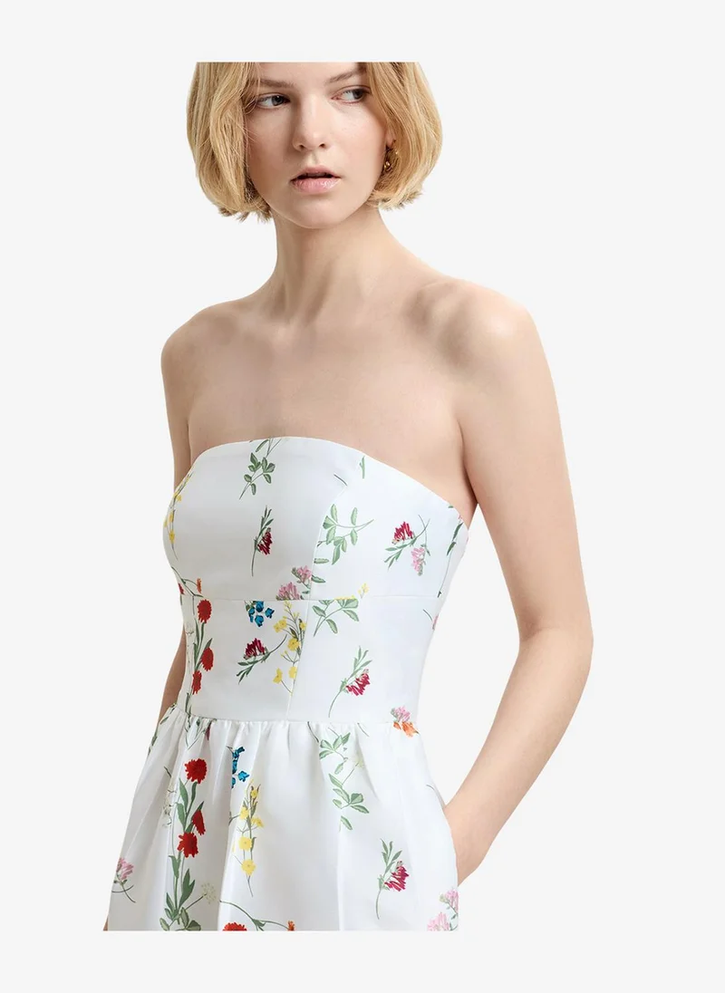 French Connection  Women's Structured Taffeta Christine Floral Bandeau Maxi Dress for Women | Best Price UAE