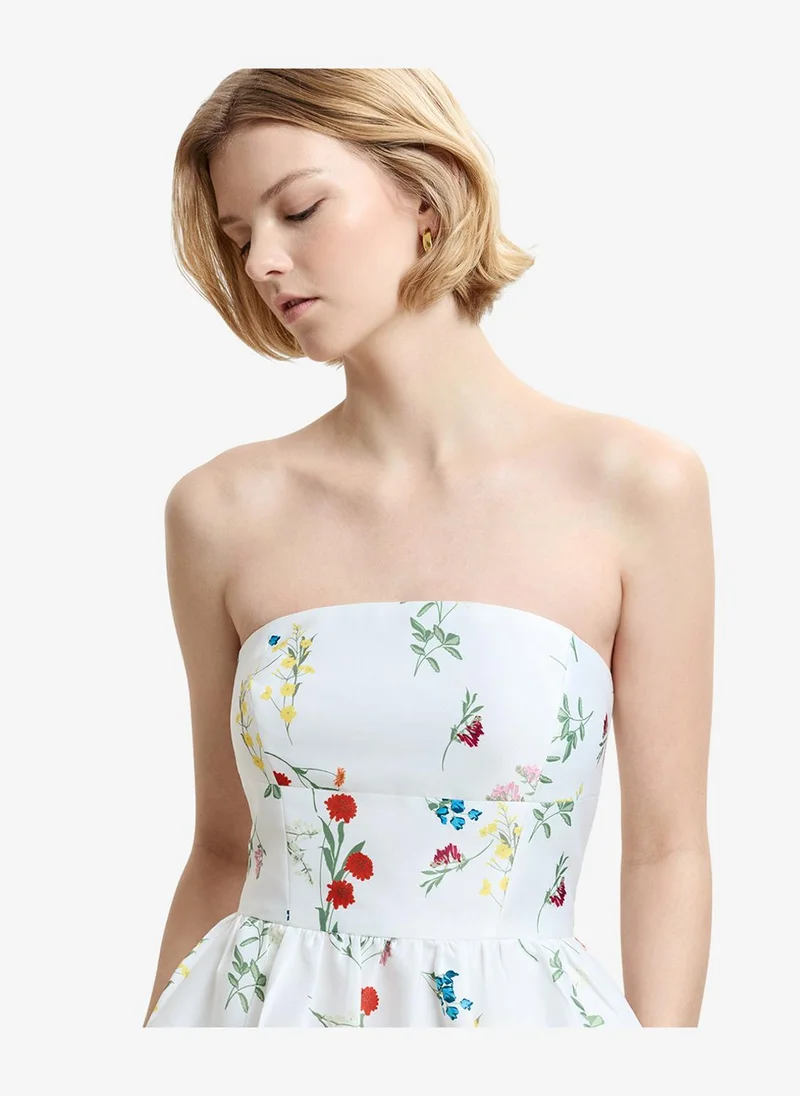 French Connection  Women's Structured Taffeta Christine Floral Bandeau Maxi Dress for Women | Best Price UAE
