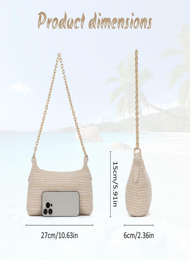 Fecialy Women Straw Shoulder Bag Woven Tote Handbag Summer Beach Bag VacationTravel Purse - Image 2