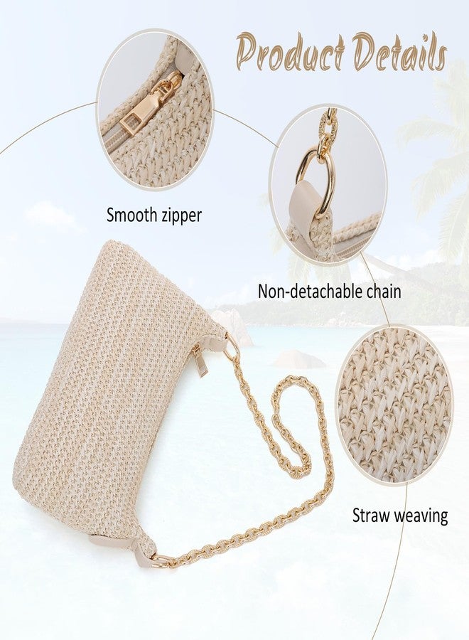 Fecialy Women Straw Shoulder Bag Woven Tote Handbag Summer Beach Bag VacationTravel Purse - Image 3