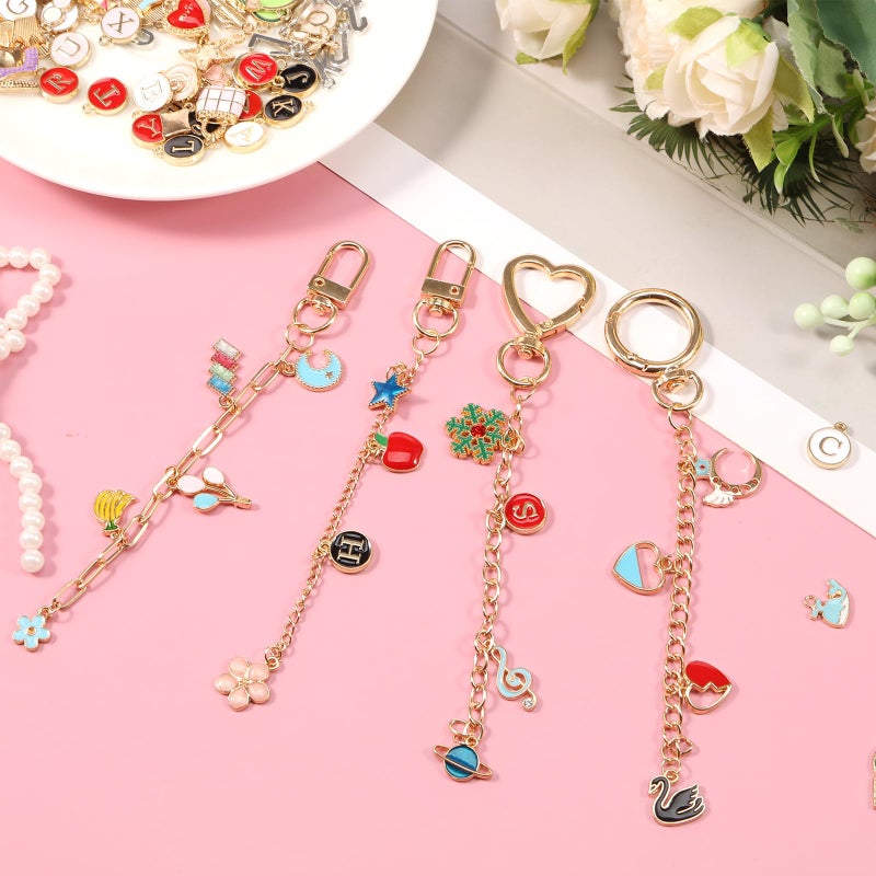 Muyoka 314Pcs Charms Lip Gloss Keychain Making Kit, Bag Keychain Charms with 3 Types Keychains Clips 24 Extender Chain 118 Charm and Plier, Bag Charm Kit for DIY Crafting and Jewelry Making (314 Pcs) - Image 3