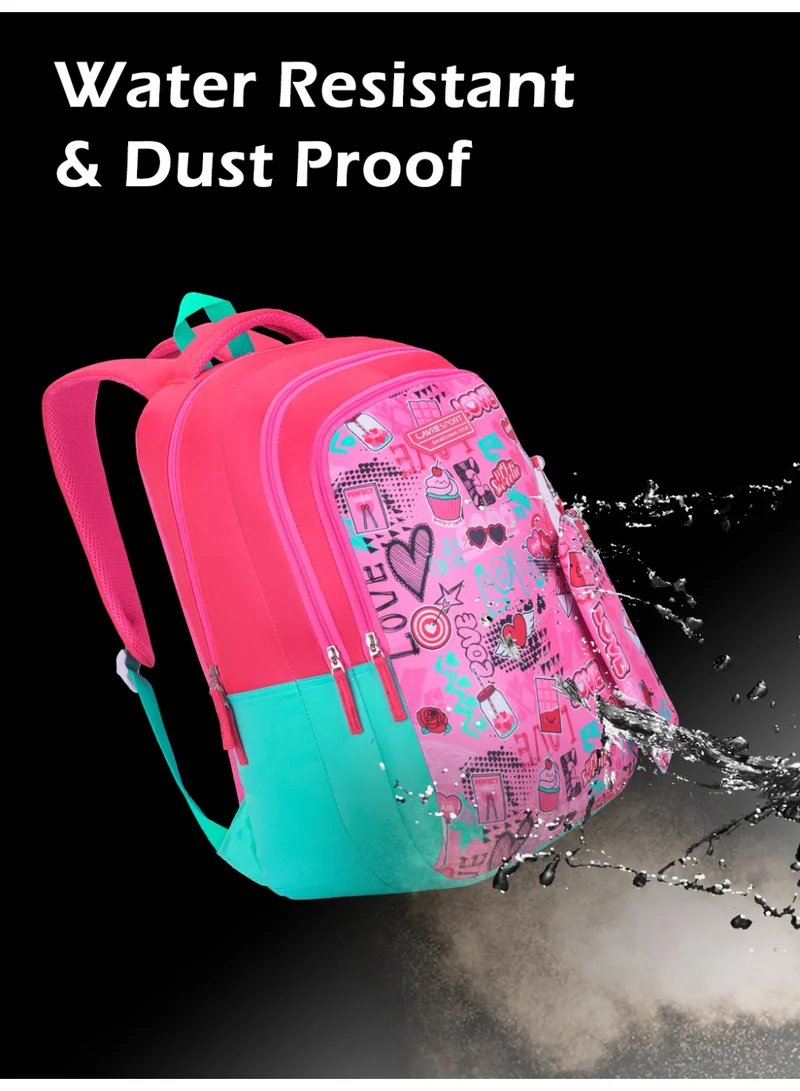 Lavie  Sport 36L Valentine Backpack | 19 inches | Laptop Compatiable | Pencil Pouch |(Pink) for Women | Best Price UAE