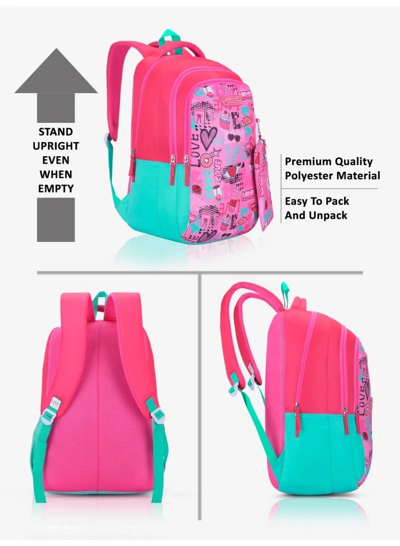 Lavie  Sport 36L Valentine Backpack | 19 inches | Laptop Compatiable | Pencil Pouch |(Pink) for Women | Best Price UAE