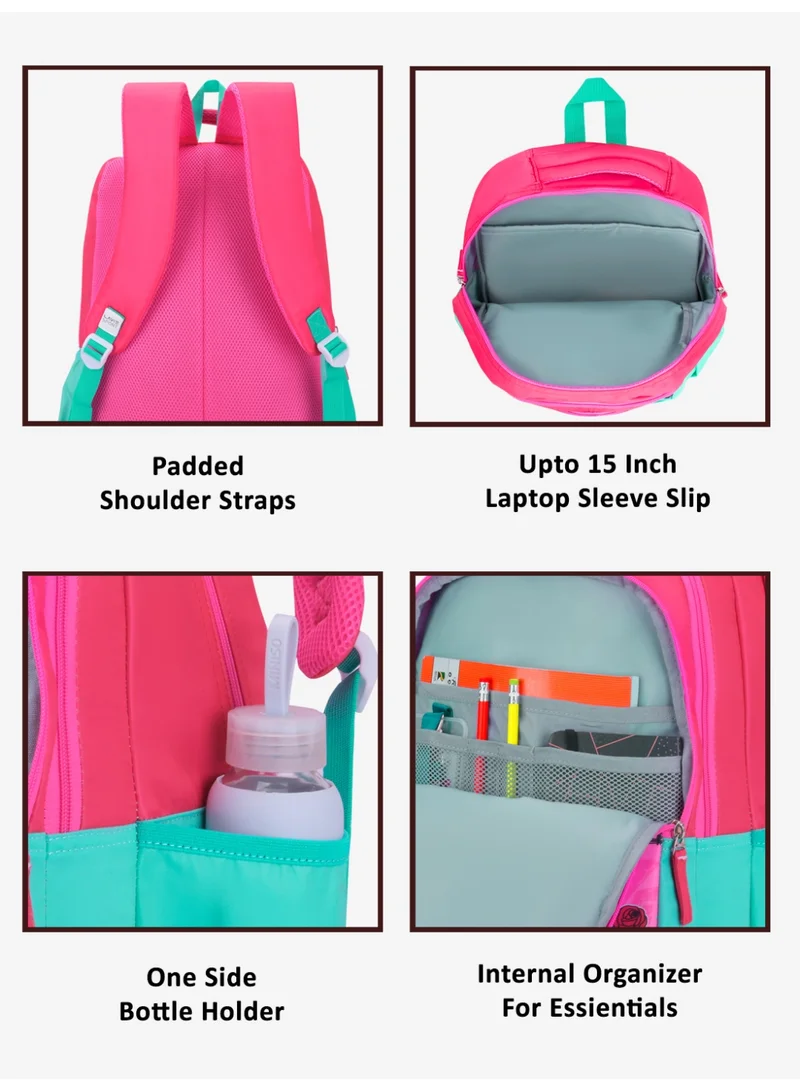 Lavie  Sport 36L Valentine Backpack | 19 inches | Laptop Compatiable | Pencil Pouch |(Pink) for Women | Best Price UAE