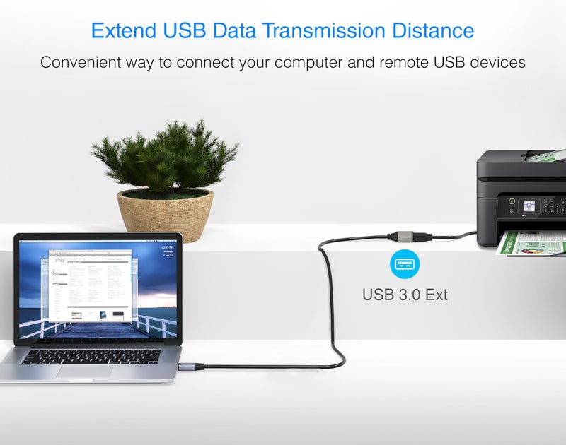 BlueRigger SuperSpeed USB 3.0 (Type A Male to Type A Female) Extension/Repeater Cable (3 Feet / 0.9 Meter) - Image 3