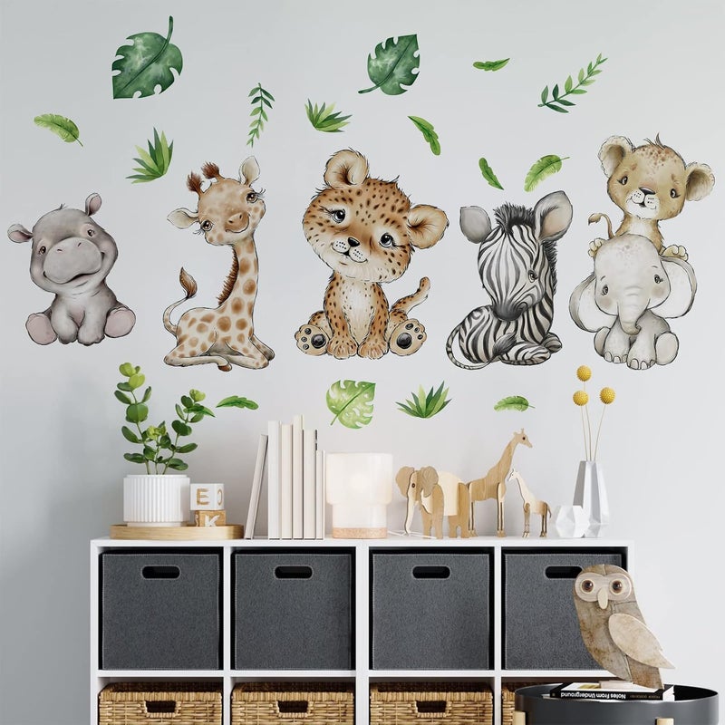 BPA Watercolor Baby Safari Animals Wall Decals - Image 1