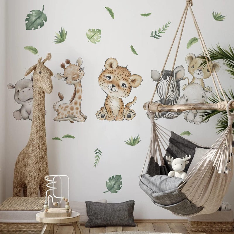 BPA Watercolor Baby Safari Animals Wall Decals - Image 4