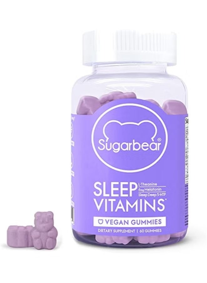 SugarbearPRO Sleep Deep 5-HTP Gummies – 60 Vegetarian Sleep Aid Gummies – Relaxation & Mood Support with 5-HTP, Melatonin, L-Theanine, Vitamin B6 – Non-GMO, Gelatin-Free, Natural Flavor  - Image 1