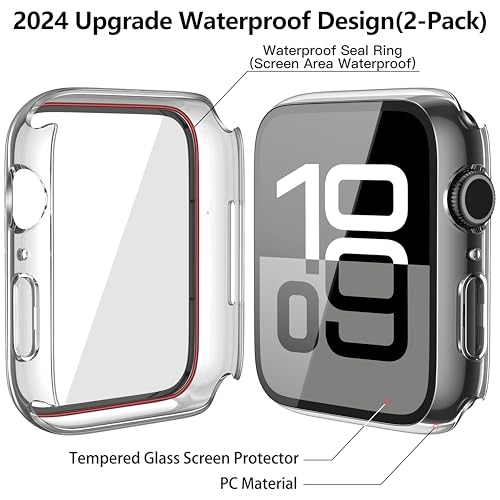 Misxi [2 Pack] Waterproof Hard Case with Tempered Glass Compatible with Apple Watch Series 11 (2025) Series 10 42mm, Ultra-Thin Anti-Fall Cover for iWatch Screen Protector, Crystal Transparent - Image 4