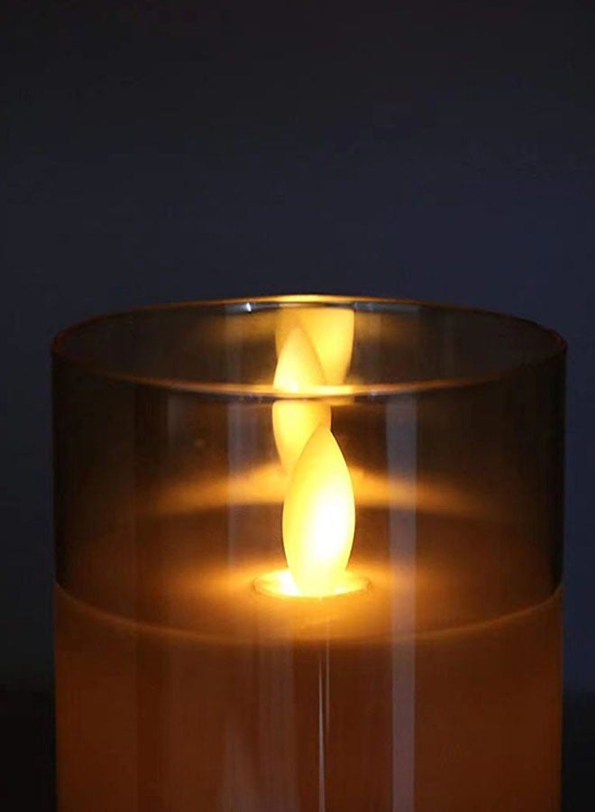 general Flameless Flickering LED Candles Set of 3 Battery Operated Glass Pillar Candles with Remote Control and Timer, Amber - Image 4