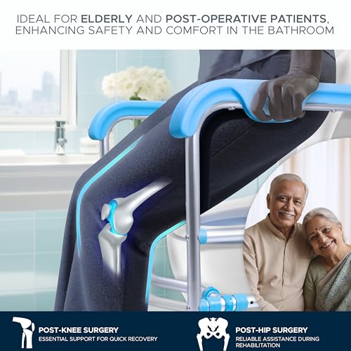 KosmoCare Crest Series Toilet Safety Frame with LED Light | Adjustable Height & Width | Anti-Slip Suction Cups | 125KG Load | Tool-Free Assembly | Heavy-Duty Aluminum Design - Image 5