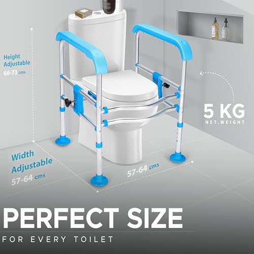 KosmoCare Crest Series Toilet Safety Frame with LED Light | Adjustable Height & Width | Anti-Slip Suction Cups | 125KG Load | Tool-Free Assembly | Heavy-Duty Aluminum Design - Image 3