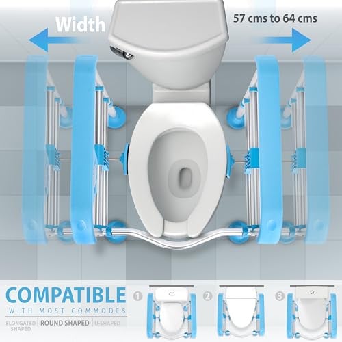 KosmoCare Crest Series Toilet Safety Frame with LED Light | Adjustable Height & Width | Anti-Slip Suction Cups | 125KG Load | Tool-Free Assembly | Heavy-Duty Aluminum Design - Image 2