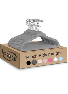 Red Dot Gift 30-Pack Grey Velvet Kids Hangers - (35cm / 14 Inch) Premium Childrens Hangers for Closet, Ultra-Thin Cute Hangers Kids Clothes Hanger, Small Hangers for Kids Clothes  - Image 1