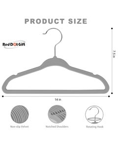 Red Dot Gift 30-Pack Grey Velvet Kids Hangers - (35cm / 14 Inch) Premium Childrens Hangers for Closet, Ultra-Thin Cute Hangers Kids Clothes Hanger, Small Hangers for Kids Clothes  - Image 2