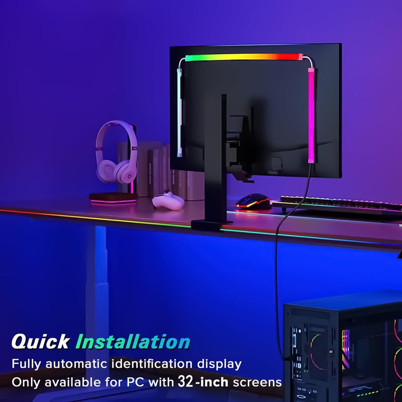 Yakiter Gaming RGB Backlight for Computer Monitor, LED Strip Light Sync with Screen Color & Music for Games Movies etc,Software Control,USB Powered (27 Inch 4 Sides) - Image 3