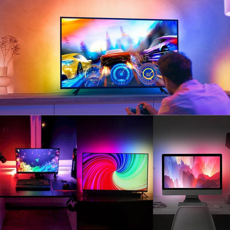 Yakiter Gaming RGB Backlight for Computer Monitor, LED Strip Light Sync with Screen Color & Music for Games Movies etc,Software Control,USB Powered (27 Inch 4 Sides) - Image 5