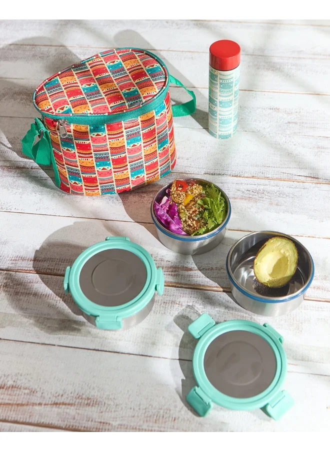 Chumbak Aztec Cats Lunch Box Set of 5