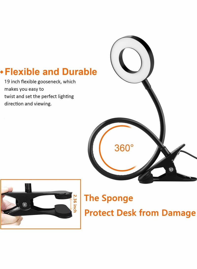 KASTWAVE Desklamp, Clip on Reading Lights, USB Desk Lamp with 3 Color Modes and 10 Brightness, Eye Protection Clamp Light, 360° Flexible Gooseneck Clamp Lamp for Desk Headboard and Reading/ Bed Light - Image 2
