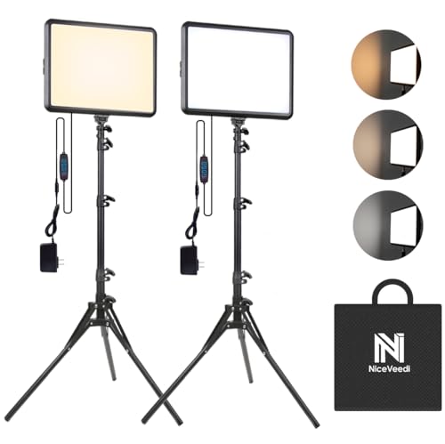 NiceVeedi 2-Pack Photography Lighting Kit,  22W LED Video Light Kit, 2900-7000K Dimmable Studio Light with Tripod - Image 2