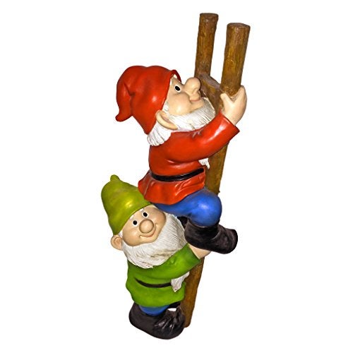 Design Toscano Up The Ladder Climbing Gnomes Funny Gnome Garden Statue, 11 Inch, Polyresin, Full Color - Image 2