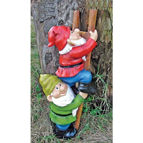 Design Toscano Up The Ladder Climbing Gnomes Funny Gnome Garden Statue, 11 Inch, Polyresin, Full Color - Image 3