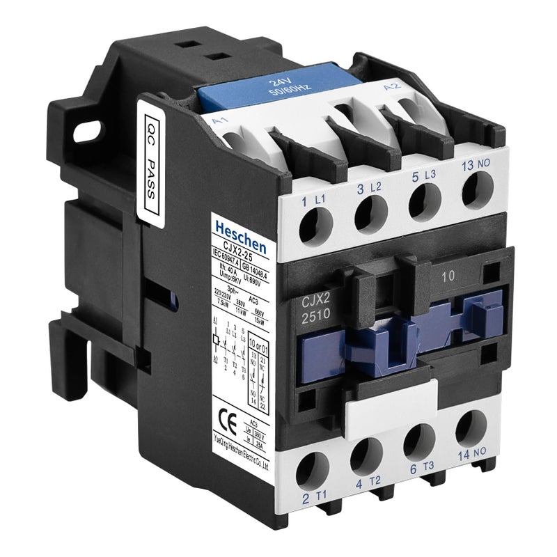 Heschen AC Contactor CJX22510 24V 5060Hz Coil 3P 3 Pole Normally Open Ie 25A Ue 380V