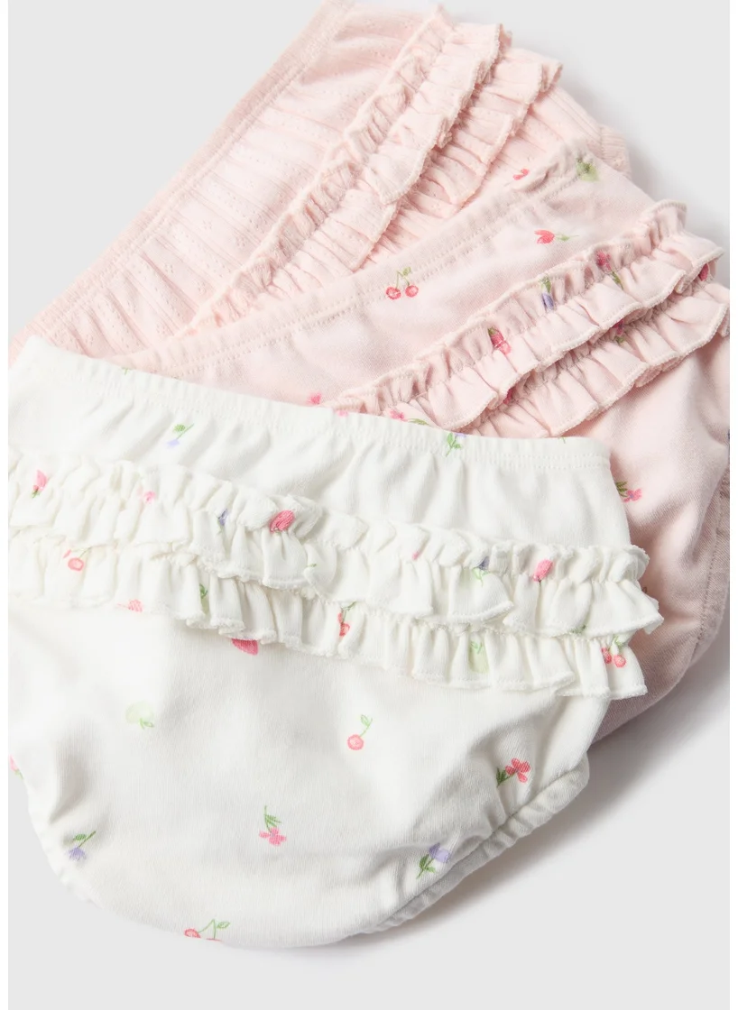 Matalan 3 Pack Baby Pink Fruit Frill Knickers
