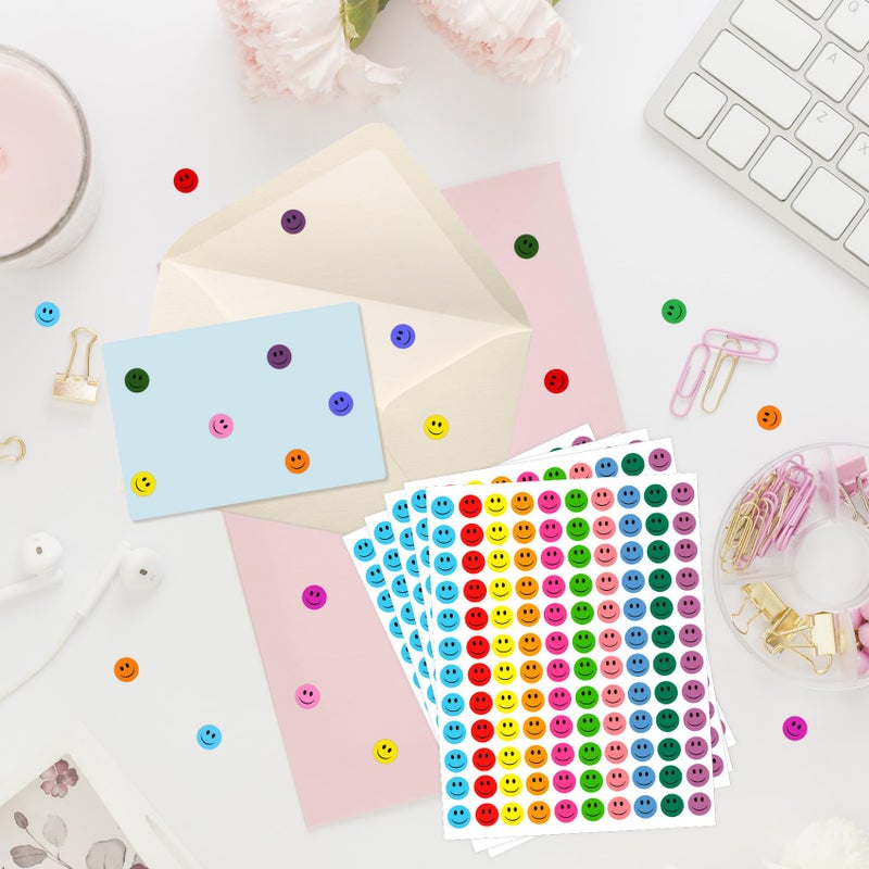 KQNBI 6000 Pieces Smiley Face Stickers, Small Happy Face Stickers, Round Happy Face Decals Colorful Mini Incentive Reward Stickers for Kids, Behavior Chart Sticker for Students Teachers Classroom Supplies - Image 2