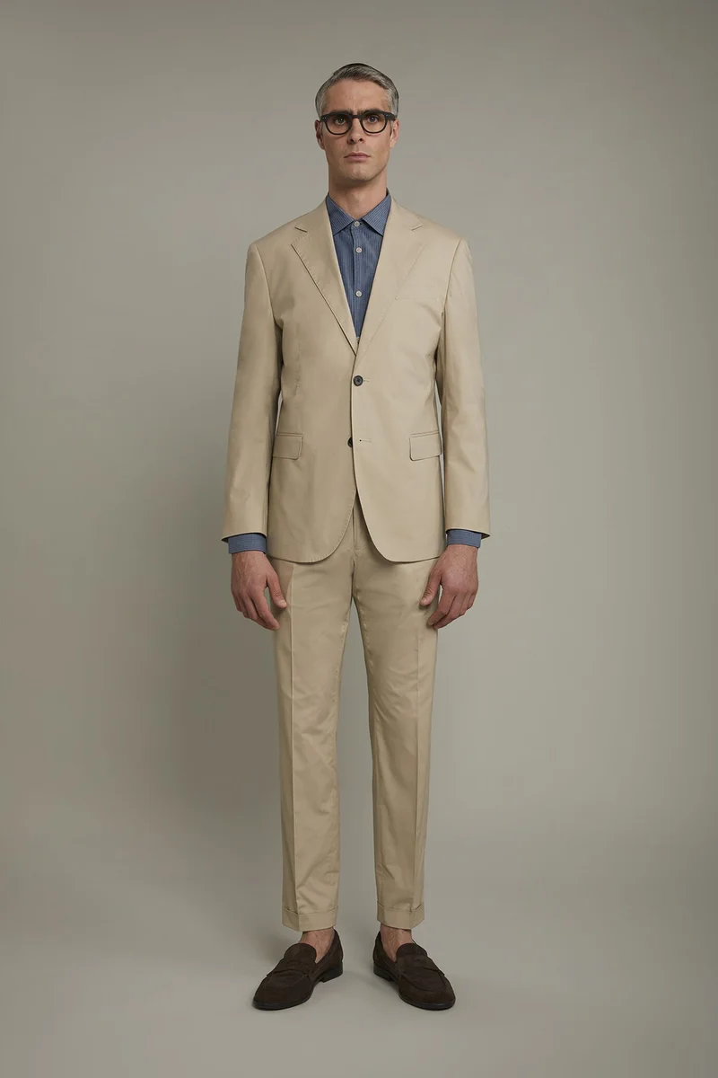 Doppelganger Brown Single-breasted cotton regular fit solid color suit - Beige for Men | Best Price UAE