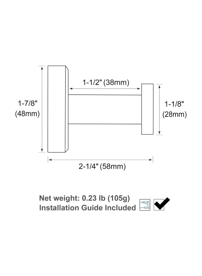 Bathroom Robe Towel Hook 2 Pack Stainless Steel Round Clothes Holder, Toilet Bath Kitchen Door Wall Mounted Hanger, Black Gold