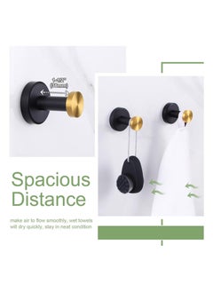 Excefore Bathroom Robe Towel Hook 2 Pack Stainless Steel Round Clothes Holder, Toilet Bath Kitchen Door Wall Mounted Hanger, Black Gold  - Image 5