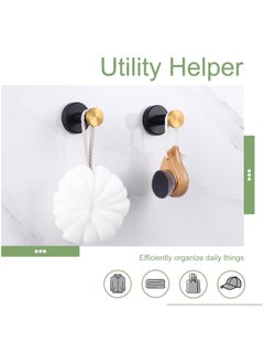 Excefore Bathroom Robe Towel Hook 2 Pack Stainless Steel Round Clothes Holder, Toilet Bath Kitchen Door Wall Mounted Hanger, Black Gold  - Image 3
