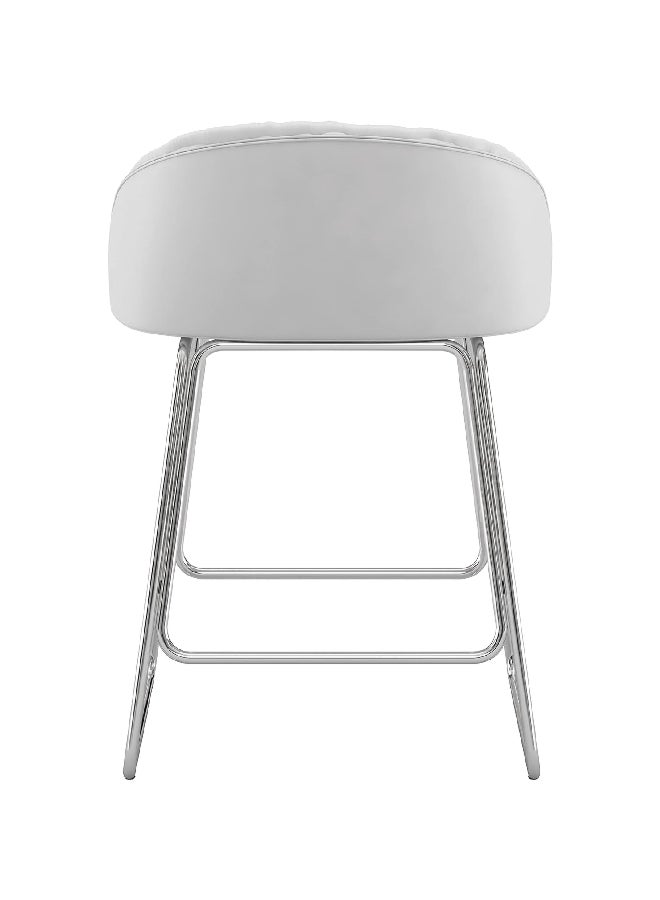 ساودر بويل مقعد مرتفع معدني منجد مع مسند للظهر منخفص بتصميم منحني أبيض وفضي 33.75 x 20 x 18 بوصة 5142825 - Image 4