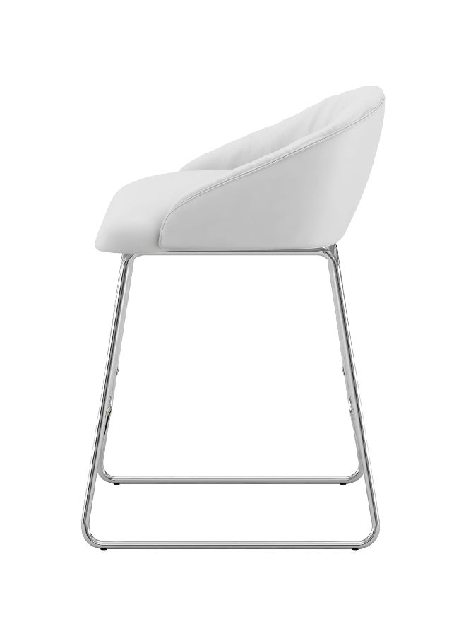 ساودر بويل مقعد مرتفع معدني منجد مع مسند للظهر منخفص بتصميم منحني أبيض وفضي 33.75 x 20 x 18 بوصة 5142825 - Image 2