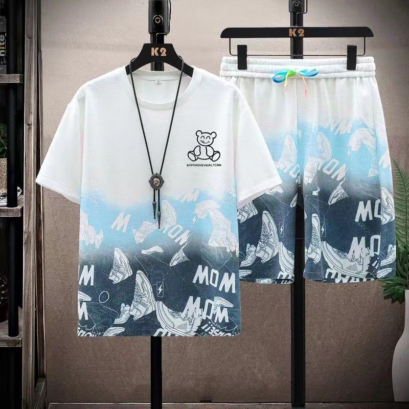 Teenager Short-Sleeved Shorts Set Male Student T-Shirt Men'S Clothes Junior High School Summer Sportswear Men'S Fashion - Image 1