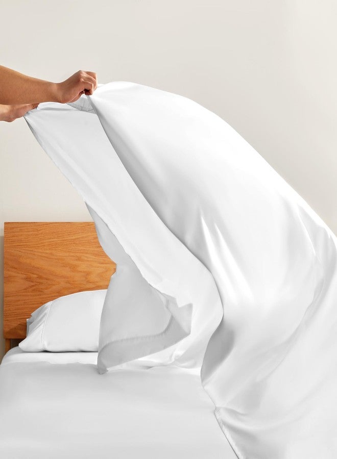 SLEEP ZONE ملاءات ناعمة من SLEEP ZONE لسرير مفرد، طقم ملاءات من 3 قطع لطيف على البشرة وجيد التهوية للأطفال والطلاب، طقم ملاءات من الألياف الدقيقة سهل العناية (أبيض، مفرد) - Image 4