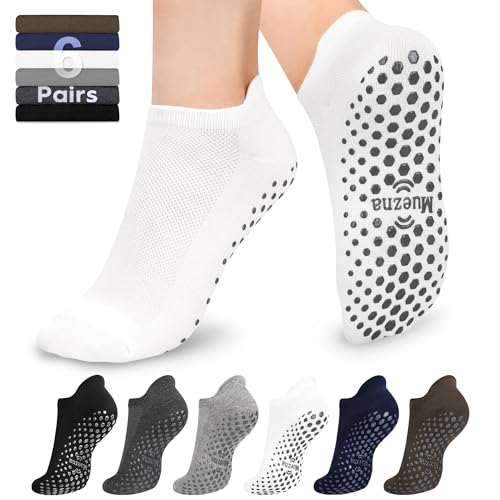 Muezna 6 Pairs Pilates Grip Socks for Women, Non Slip Yoga Socks with Grips, Grippy Socks for Barre, and Hospital - Image 1
