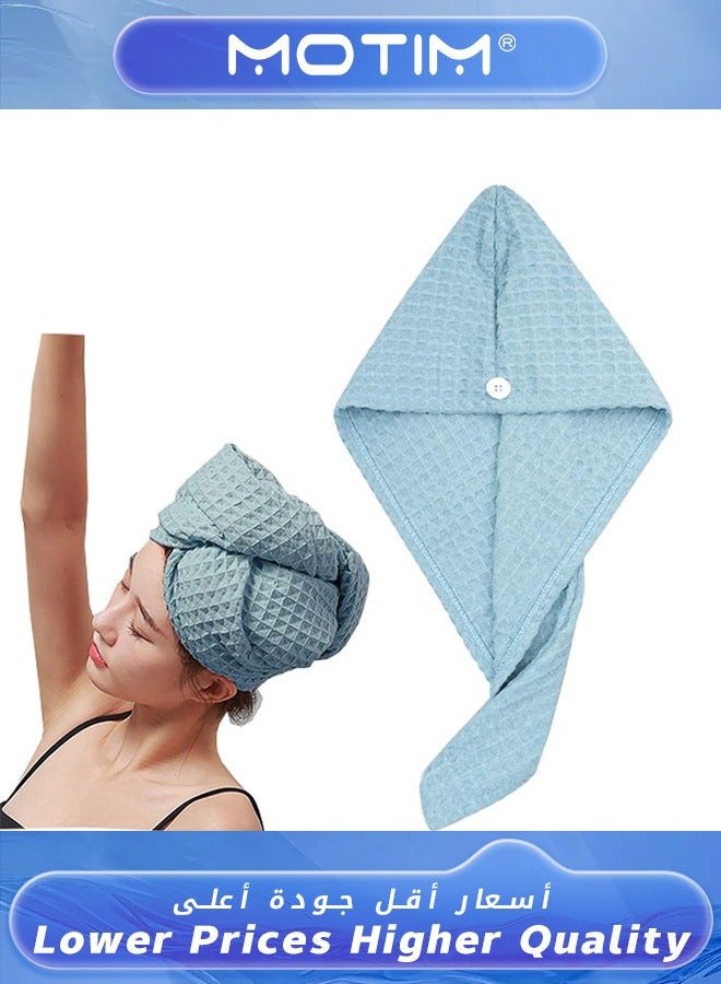 Motim Microfiber Hair Towel Quick Hair Drying Towel with Button Dry Hair Hat Bath Hair Cap Drying Hair Wrap Towels Super Absorbent Soft Lightweight Anti Frizz - Image 1