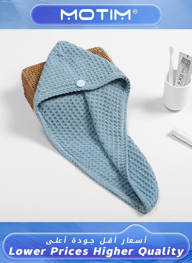 Motim Microfiber Hair Towel Quick Hair Drying Towel with Button Dry Hair Hat Bath Hair Cap Drying Hair Wrap Towels Super Absorbent Soft Lightweight Anti Frizz - Image 5