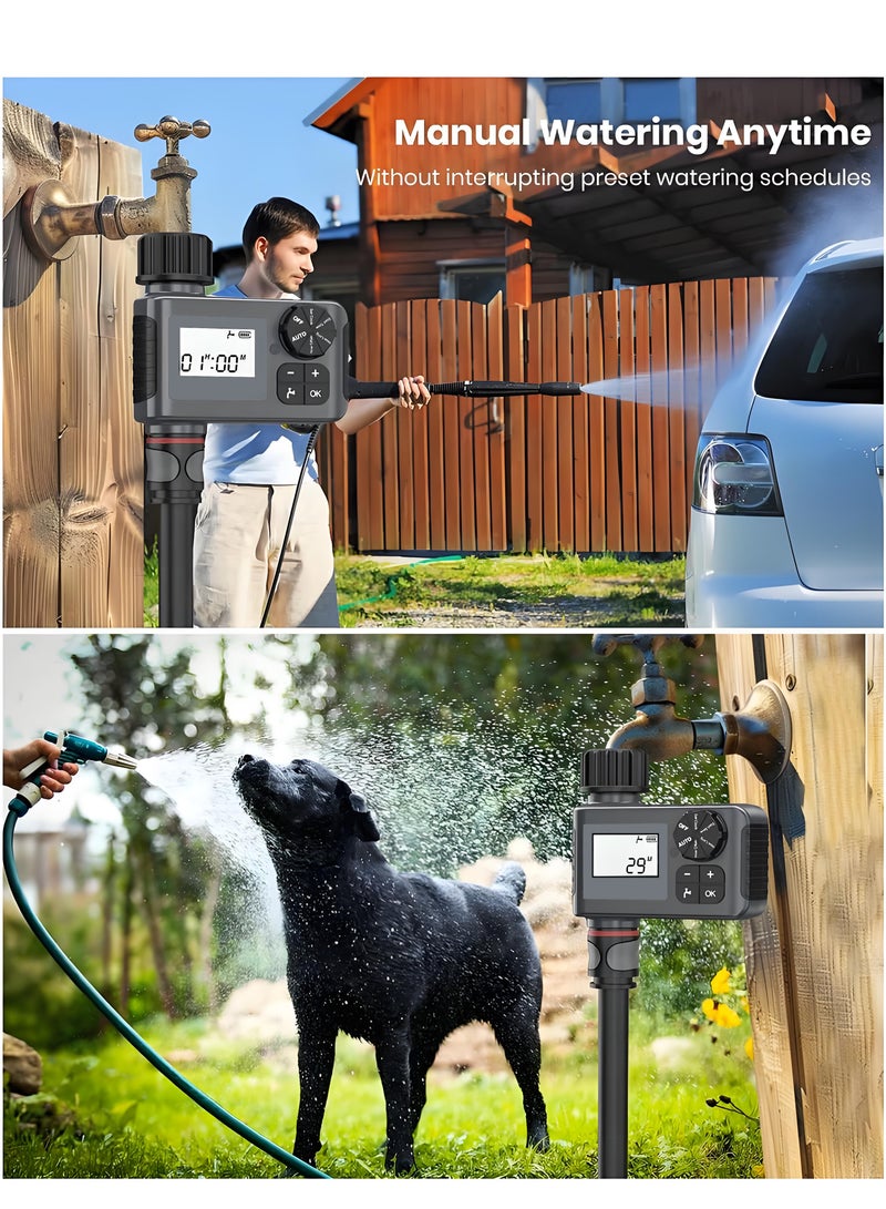 Laravel Outdoor Garden Automatic Watering Timer, IP55 Waterproof Programmable Water Sprinkler Timer with Rain Delay/Manual/Automatic Drip Irrigation and Lawn Watering System, 1 Outlet - Image 4