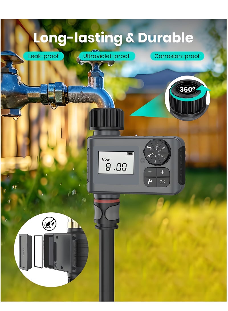 Laravel Outdoor Garden Automatic Watering Timer, IP55 Waterproof Programmable Water Sprinkler Timer with Rain Delay/Manual/Automatic Drip Irrigation and Lawn Watering System, 1 Outlet - Image 5
