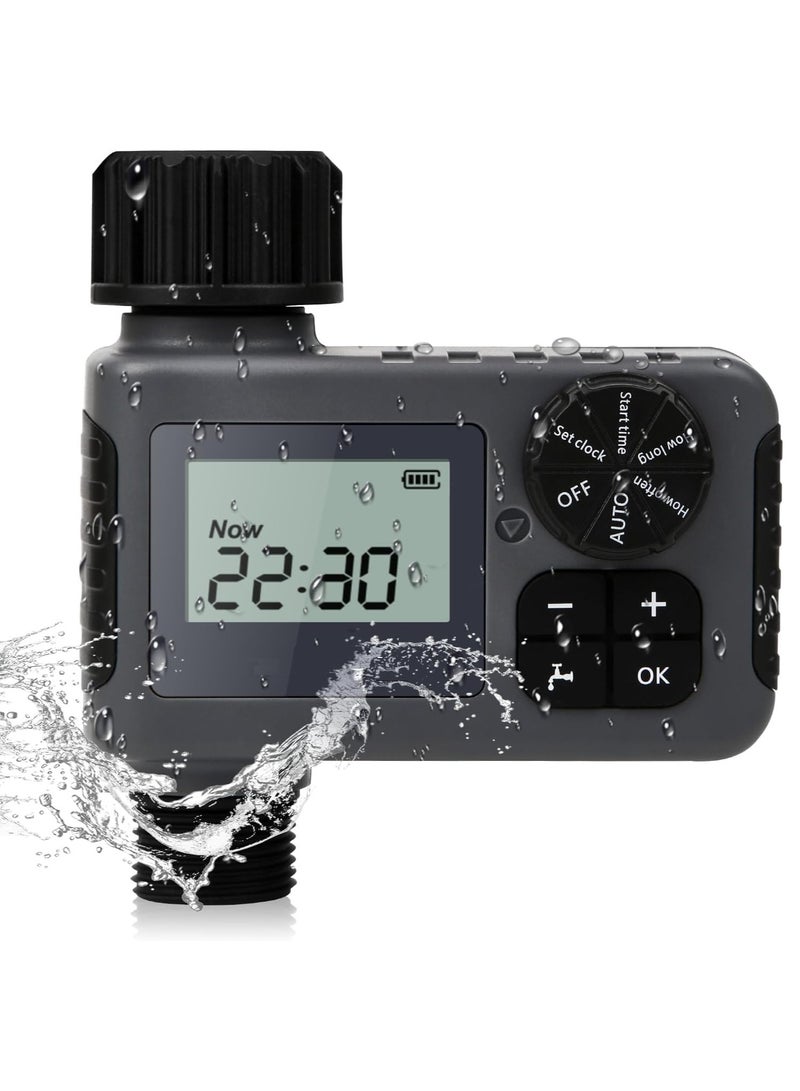 Laravel Outdoor Garden Automatic Watering Timer, IP55 Waterproof Programmable Water Sprinkler Timer with Rain Delay/Manual/Automatic Drip Irrigation and Lawn Watering System, 1 Outlet - Image 1