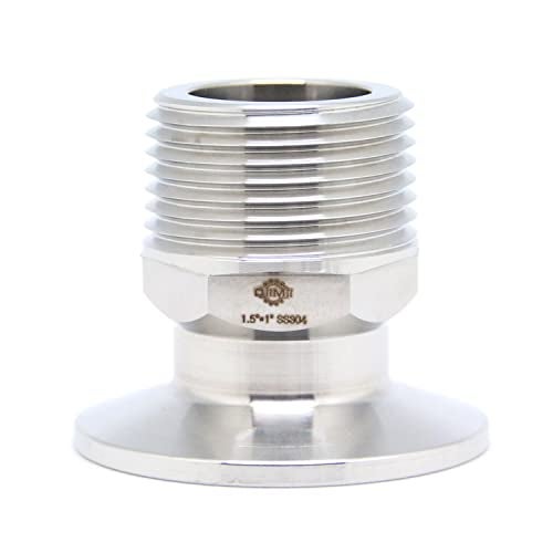 QiiMii 1.5" Tri Clamp Adapter to 1" MNPT Thread Ferrule Hexagonal Sanitary Pipe Fitting - Image 1