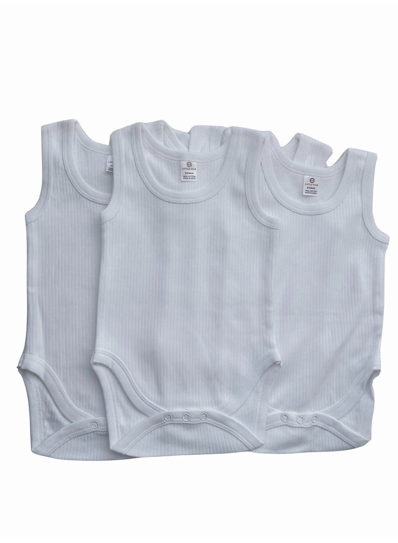 Little Bee 'Pack of 5 ,100% Super Soft Cotton, Sleeve less,  Romper/Bodysuit, For New Born To 30Months,- White - Image 1
